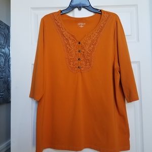 Catherines Vibrant Orange Embroidered Top: 0x